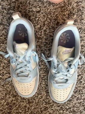 Nike Pale Blue and Cream Low-Top Sneakers